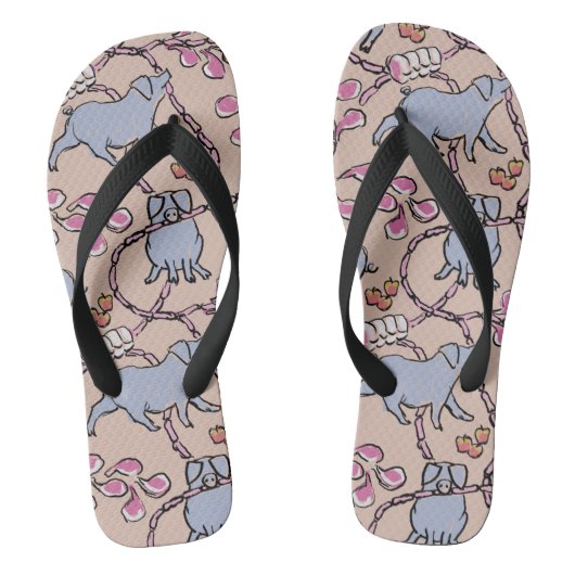 Hilarisch patroon Chinees Varkenspaar Oude Roze Ma Teenslippers (Voetbed)