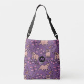 Hilarisch patroon Varkensjaar Monogram Kies Kleur  Crossbody Tas (Achterkant)