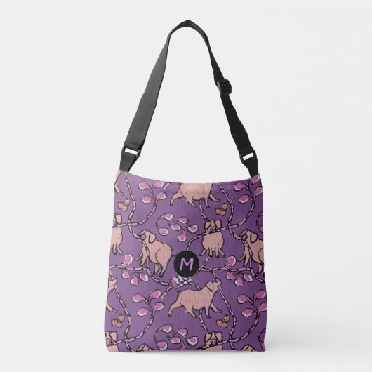 Hilarisch patroon Varkensjaar Monogram Kies Kleur  Crossbody Tas (Voorkant)