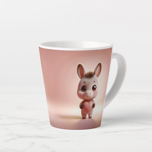 Hilarisch Valentijn Donkey 3D-look voor & achter Latte Mok (Rechterhoek)