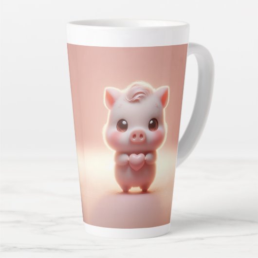 Hilarisch Valentijn varken 3D look voor & achter Latte Mok (Rechterhoek)