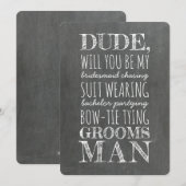 Hilarisch voorstel voor bruidsjonker in pak kaart (Voorkant / Achterkant)