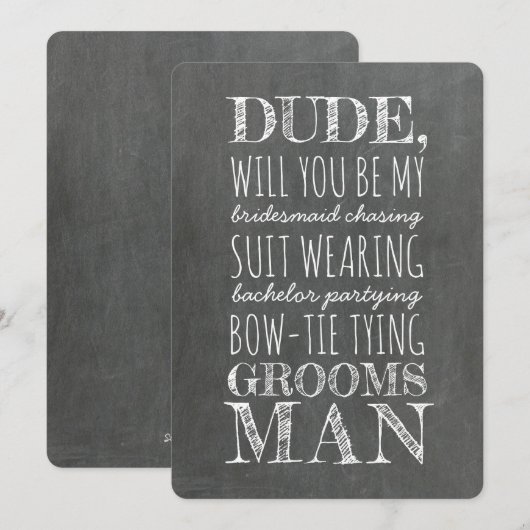 Hilarisch voorstel voor bruidsjonker in pak kaart (Voorkant / Achterkant)