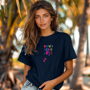 Hilarisch zwangerschapsvingerafdruk kleurrijk t-shirt