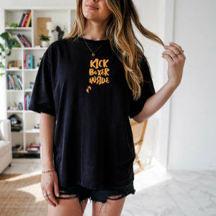Hilarisch zwangerschapsvingerafdruk zwart oranje t-shirt
