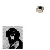 Hilarisch zwart lab op rode achtergrond glimlach rubberstempel (Gestempeld)