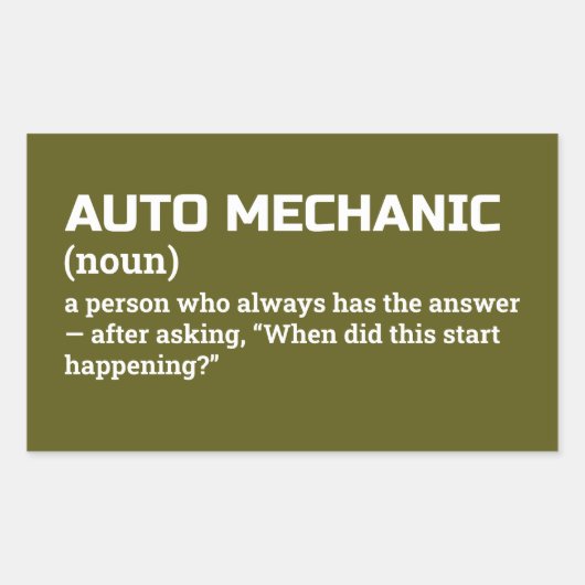 Hilarische Auto Mechanic Definition Sticker (Voorkant)