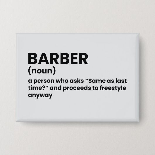 Hilarische Barber Betekenis Button (Voorkant)