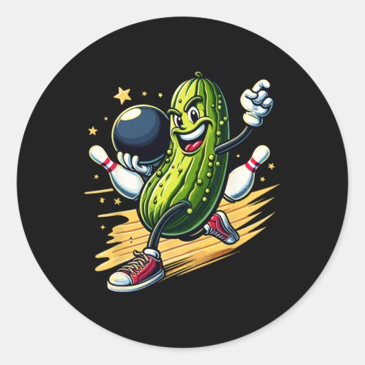 Hilarische Bowling Pickle Ronde Sticker (Voorkant)