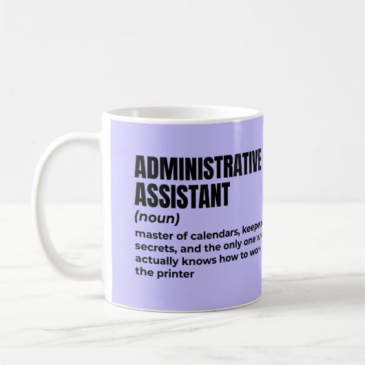 Hilarische definitie van administratief assistent koffiemok (Links)