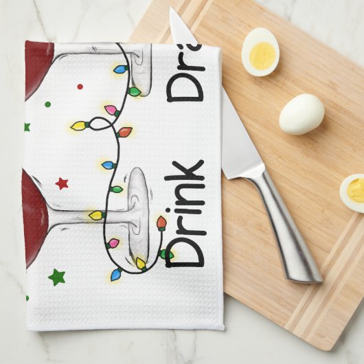 Hilarische "Drink, Drink, Drink" Sneeuwman en Wine Theedoek (Quarter Fold)