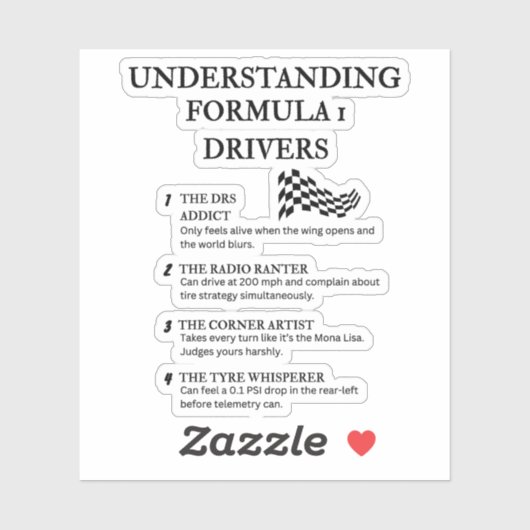Hilarische F1-geïnspireerde definities Sticker (Vel)