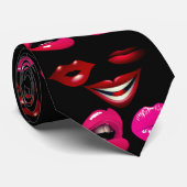 Hilarische Funky Sensuele Lippen Gigolo Playboy Stropdas (Opgerold)