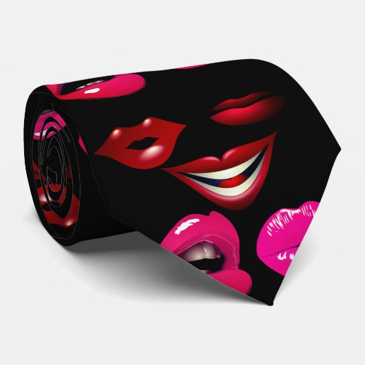 Hilarische Funky Sensuele Lippen Gigolo Playboy Stropdas (Opgerold)