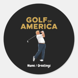 Hilarische Grappige Golf van Amerika Meme Trump Pu Ronde Sticker