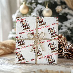 Hilarische Grille Santa Handgetekend Inpakpapier