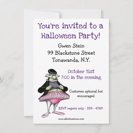 Hilarische Halloween Humor Uitnodiging (Achterkant)