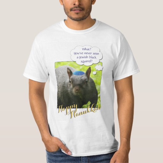 Hilarische Joodse Zwarte Eekhoorn Dragen Yarmulke T-shirt (Voorkant)