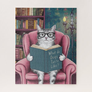 Hilarische kat lezen van een boek puzzel
