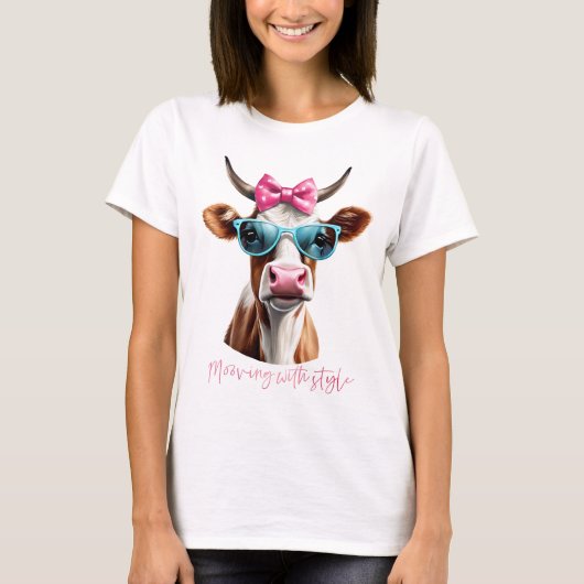 Hilarische koe woordspeling t-shirt (Voorkant)
