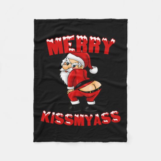 Hilarische Merry Kissmy Kerstman Fleece Deken (Voorkant)