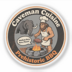 Hilarische Prehistorische BBQ Pret Sticker
