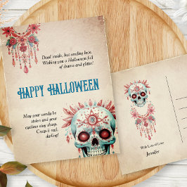 Hilarische roze blauwe suiker schedel grappig Hall Briefkaart