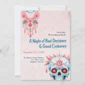 Hilarische roze blauwe suiker schedel grappig Hall Kaart (Voorkant)