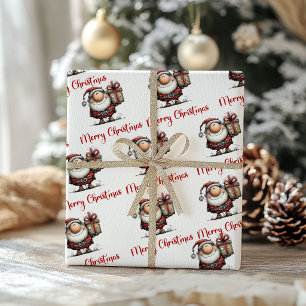 Hilarische speelse kerstman cartoon inpakpapier