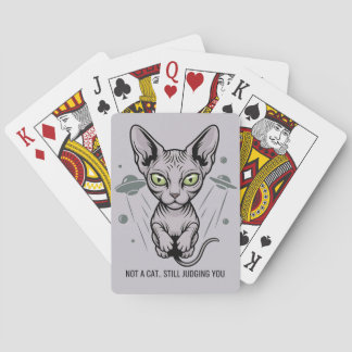 Hilarische Sphynx Kat Ruimte Cartoon Pokerkaarten