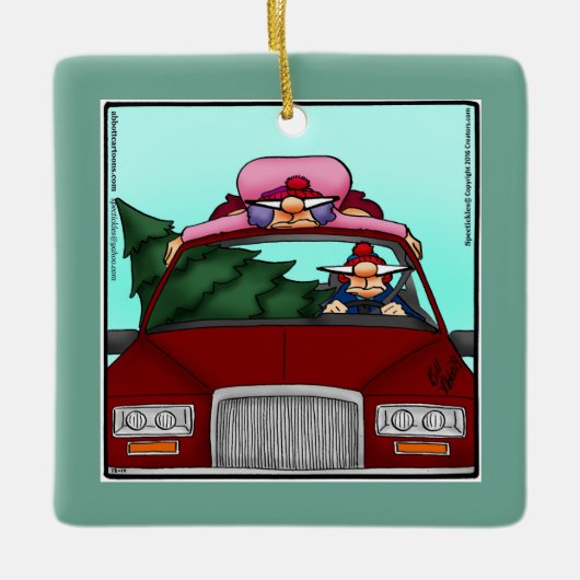 Hilarische Tree Cutting Holiday Ornament Gift (Voorkant)