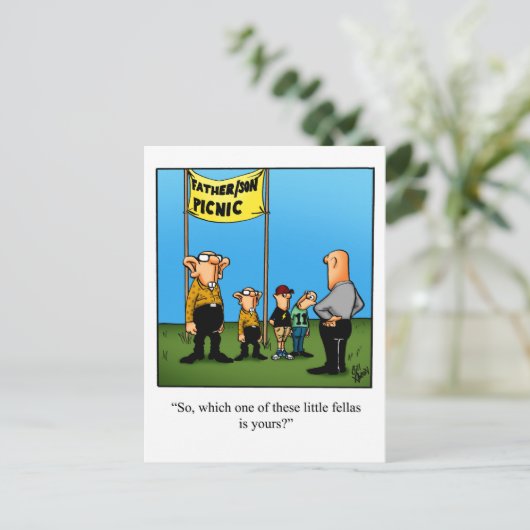 Hilarische vader / zoon Humor Briefkaart (Staand voorkant)