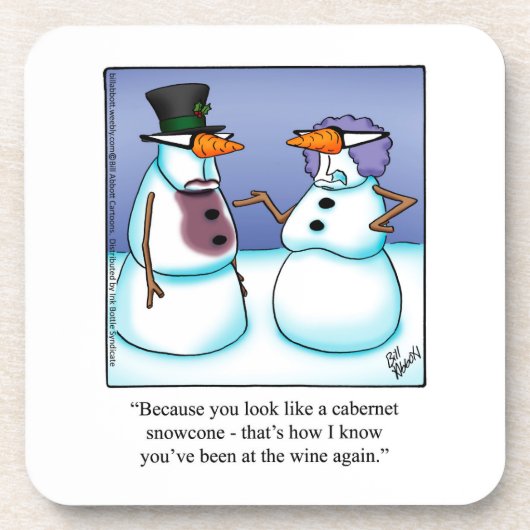 Hilarische Winter Wine Humor Onderzetter Set (Voorkant)