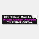 HilariTee: Plum Crazy Paarse Hemi Bumpersticker (Voorkant)