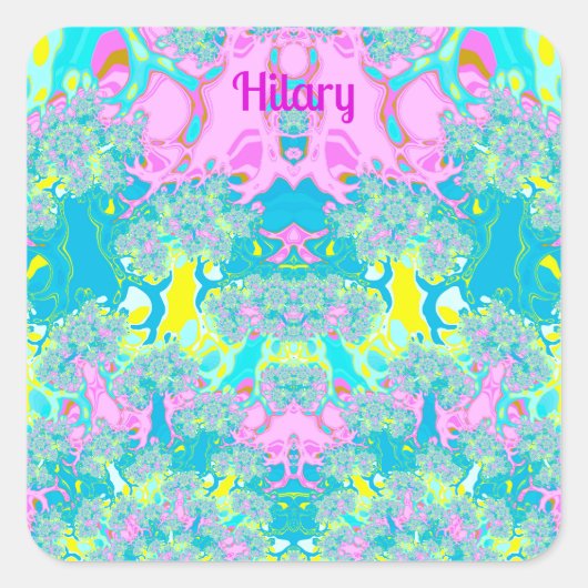 HILARY ~ PASTEL PERFECTIE ~ VIERKANTE STICKER (Voorkant)
