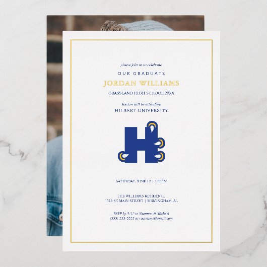 Hilbert College H Folie Uitnodiging (Voorkant / Achterkant)