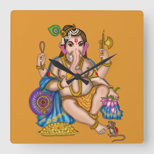 Hild Ganesha wandklok (Voorkant)