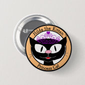 Hilda the Kitten™ Princess Cat (Black Cartoon Cat) Ronde Button 5,7 Cm (Voorkant /achterkant)