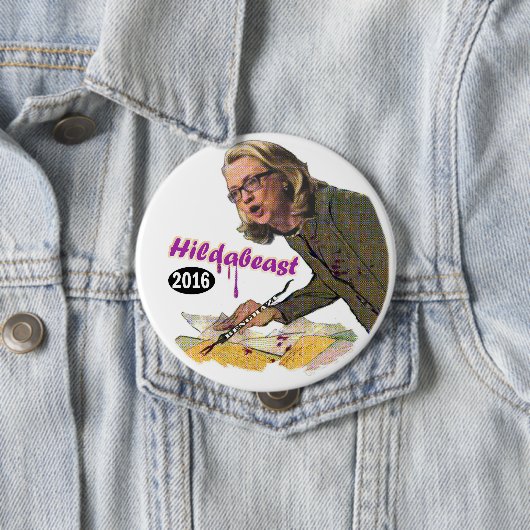 Hildabeast: Hillary Clinton Ronde Button 4,0 Cm (In situ)