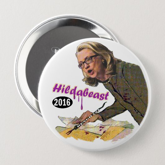 Hildabeast: Hillary Clinton Ronde Button 4,0 Cm (Voorkant /achterkant)