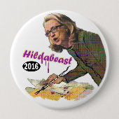 Hildabeast: Hillary Clinton Ronde Button 4,0 Cm (Voorkant)