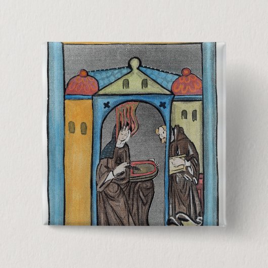Hildegard of Bingen Vierkante Button 5,1 Cm (Voorkant)