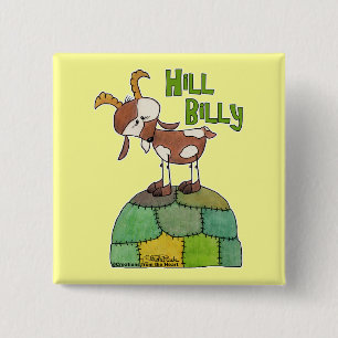 Hill Billy Vierkante Button 5,1 Cm