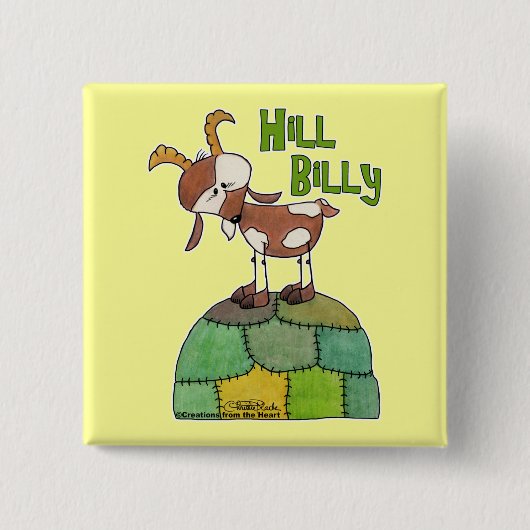 Hill Billy Vierkante Button 5,1 Cm (Voorkant)