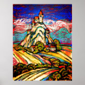 Hill Castle Colorful Pastel Fantasy Poster (Voorkant)