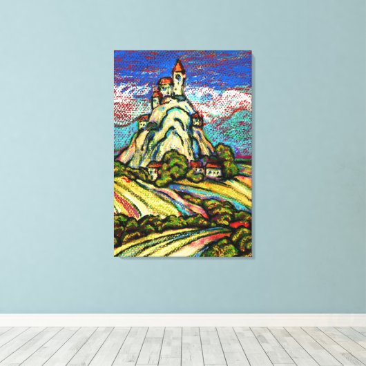 Hill Castle Fantasy Canvas Print (Insitu (Houten vloer))