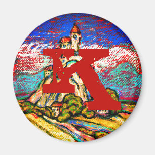 Hill Castle Fantasy Monogram Magneet