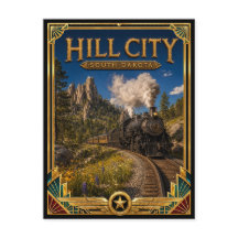 Hill City South Dakota Vintage Art Deco Gouden Tij