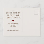 Hill Country Brown Linen Heart Texas Moving Aankondigingskaart (Achterkant)