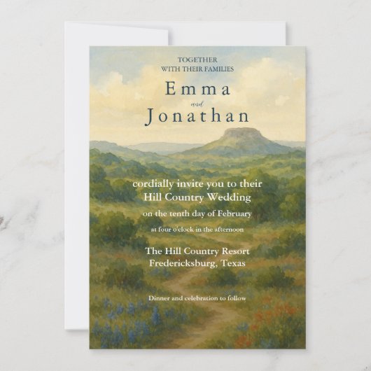 Hill Country Texas Unique Wedding Invitation Cards Kaart (Voorkant)